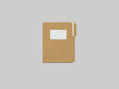Closed cardboard folder, 3d rendering