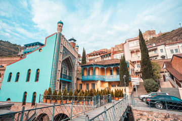 Exterior of public bath in Abanotubani district in Tbilisi, a fine example of islamic architectural...