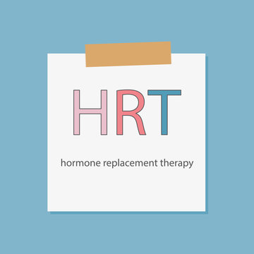 HRT Hormone Replacement Therapy written in a notebook paper- vector illustration