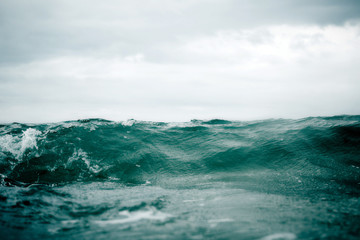 Close-up blue ocean waves