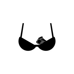 money in a bra icon. Element of prostitution illustration. Premium quality graphic design icon. Signs and symbols collection icon for websites, web design, mobile app