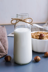 greek yoghurt drink with nuts granola