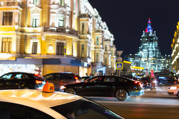 Moscow taxi by night
