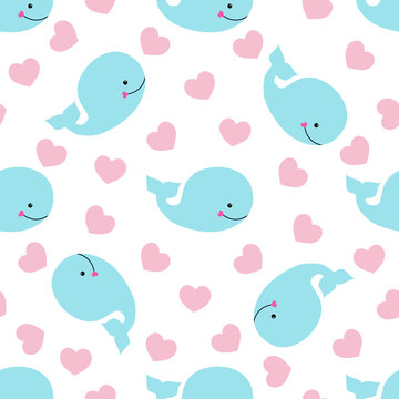 pattern with whale and hearts