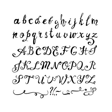 Hand written font. Doodle letters