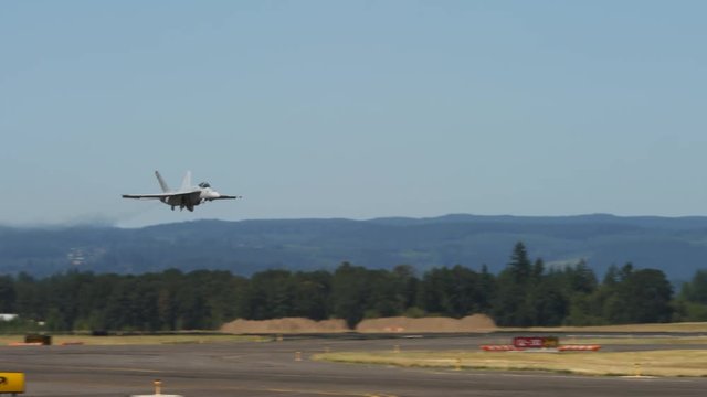 F-18 jet taking off