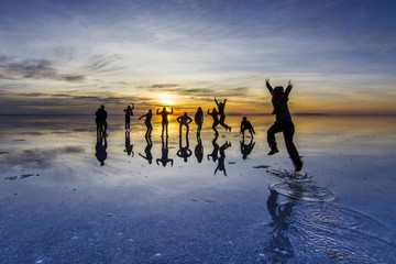 Uyuni reflections are one of the most amazing things that a photographer can see. Here we can see how the sunrise over an infinite horizon with the Uyuni salt flats making a wonderful mirror.