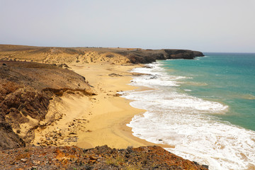 Amazing view of Lanzarote beaches and sand dunes in Playas de Papagayo, Costa del Rubicon, Canary Islands