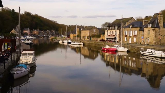 view of the port of Dinan, River Rance, Brittany, France
