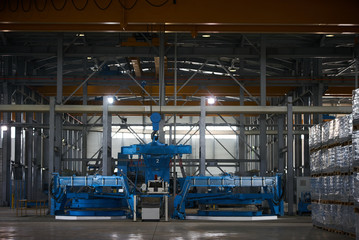 Large Warehouse interior inside a Factory building. Industry manufacturing concept