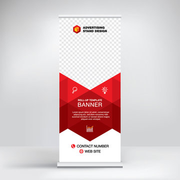Roll-up banner template, advertising stand design for conferences, seminars, business presentations, modern graphic style, creative background