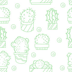 Vector Seamless Pattern with Cactus. Vector illustration