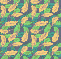 Naklejka na ściany i meble Seamless woven pattern. Design print for textile, fabric, wallpaper, background. Can be used for printing on paper, packaging , in textiles. Pattern with plumage.