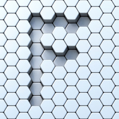 Hexagonal grid letter F 3D