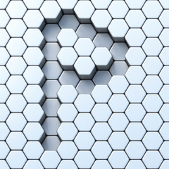Hexagonal grid letter P 3D