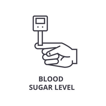 Blood Sugar Level Thin Line Icon, Sign, Symbol, Illustation, Linear Concept Vector 