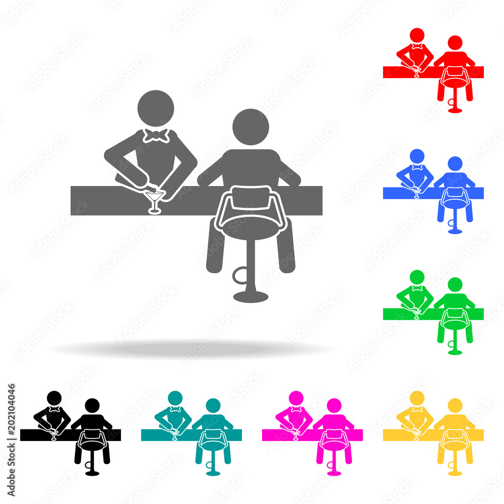 Poster customer at the bar icon. elements of bar in multi colored icons. premium quality graphic design ico