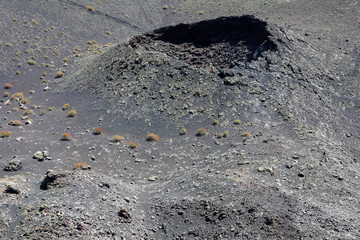 Volcanic crater in Fire mountains inside Timanfaya National Park, Lanzarote, Canary Islands
