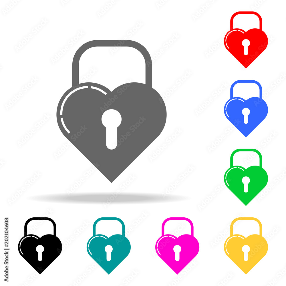 Poster castle in the shape of a heart icon. elements of romance in multi colored icons. premium quality gra