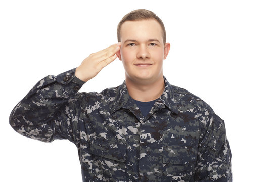 Navy man saluting