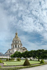 Fototapeta na wymiar Dome Les Invalides in Paris, France, view from gardens, vertical