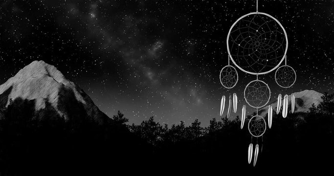 dreamcatcher on a night sky background 3d illustration render