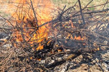 close up view of a red hot backyard fire