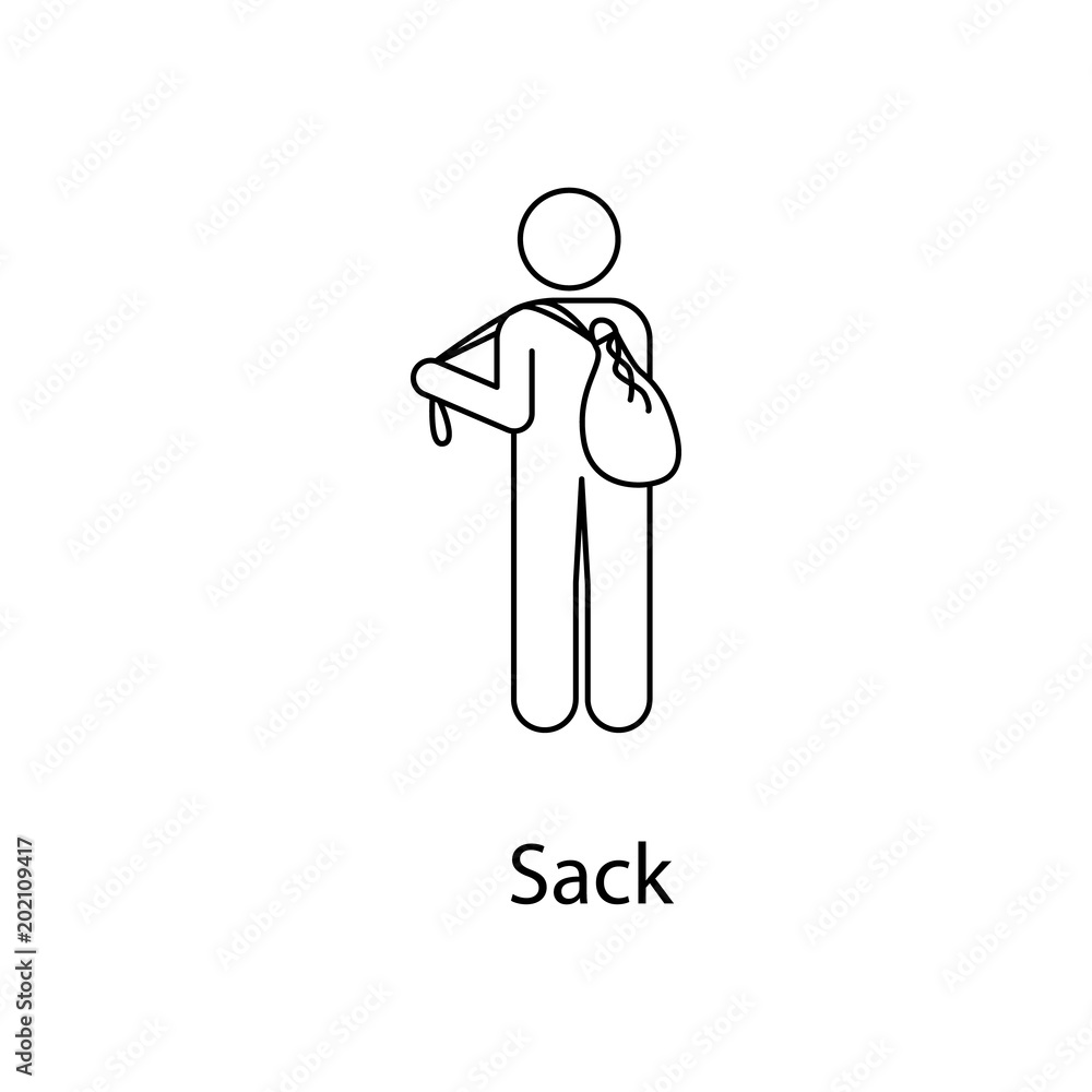 Aufkleber man with sack illustration. element of a person carries for mobile concept and web apps. thin line m