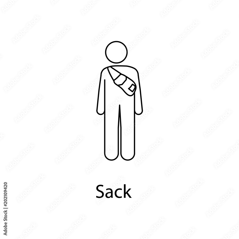 Poster man with sack illustration. element of a person carries for mobile concept and web apps. thin line m