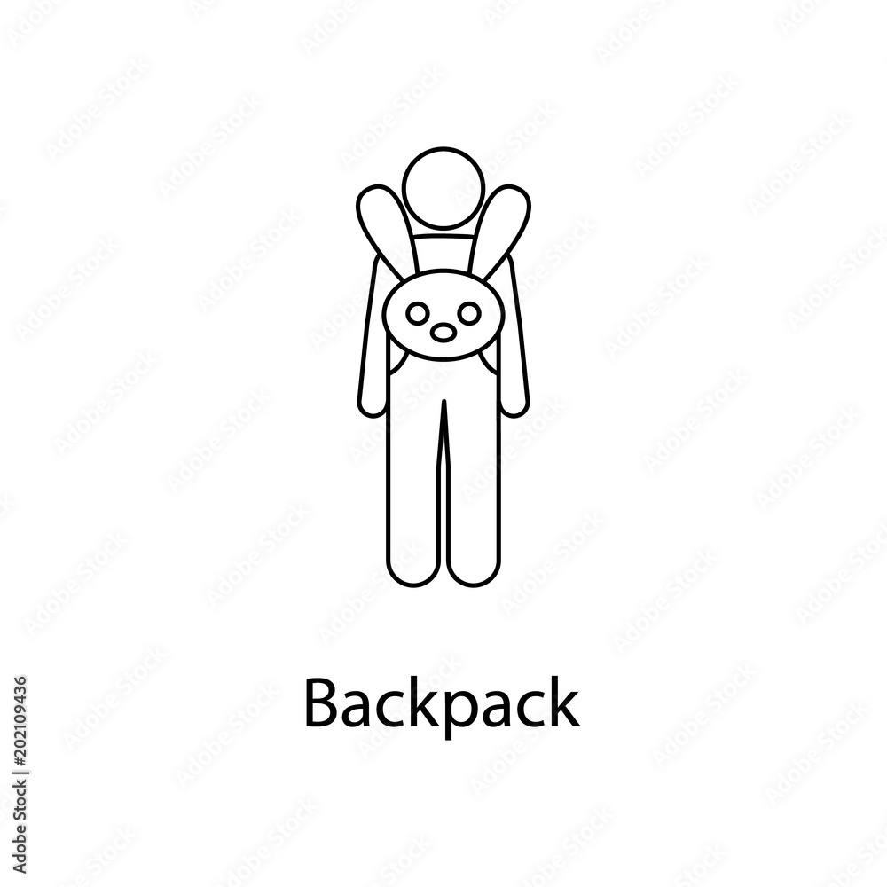 Poster man with backpack illustration. element of a person carries for mobile concept and web apps. thin li