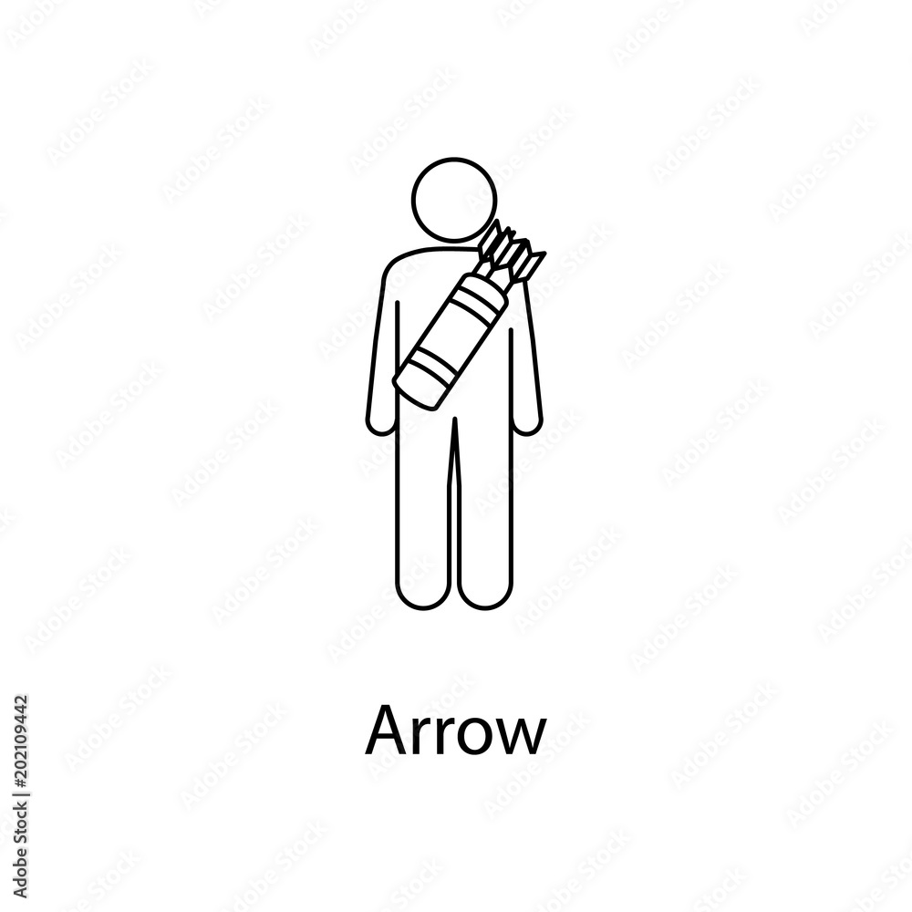 Poster man with arrow bag illustration. element of a person carries for mobile concept and web apps. thin l