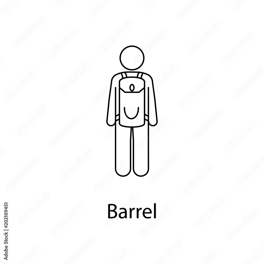 Poster man with barrel illustration. element of a person carries for mobile concept and web apps. thin line