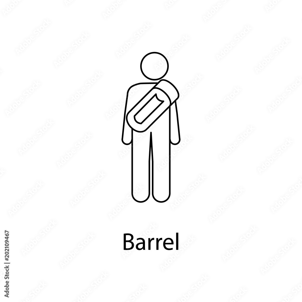 Aufkleber man with barrel illustration. element of a person carries for mobile concept and web apps. thin line