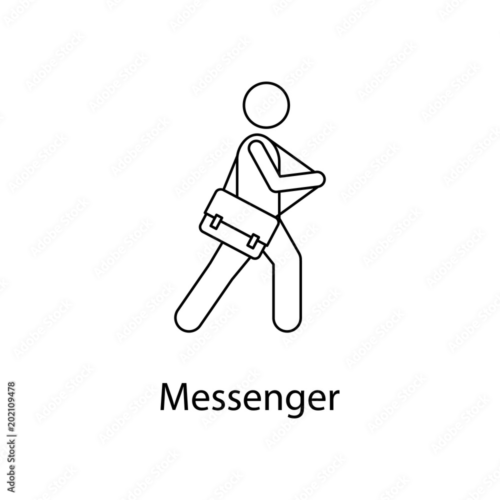 Poster man with messenger bag illustration. element of a person carries for mobile concept and web apps. th