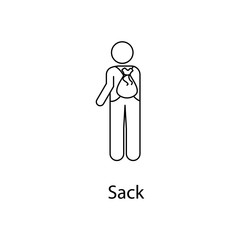 man with sack illustration. Element of a person carries for mobile concept and web apps. Thin line man with sack illustration can be used for web and mobile. Premium icon