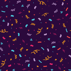Fun confetti purple seamless repeat pattern. Great for a birthday party or an event celebration invitation or decor. Surface pattern design. - 202109439