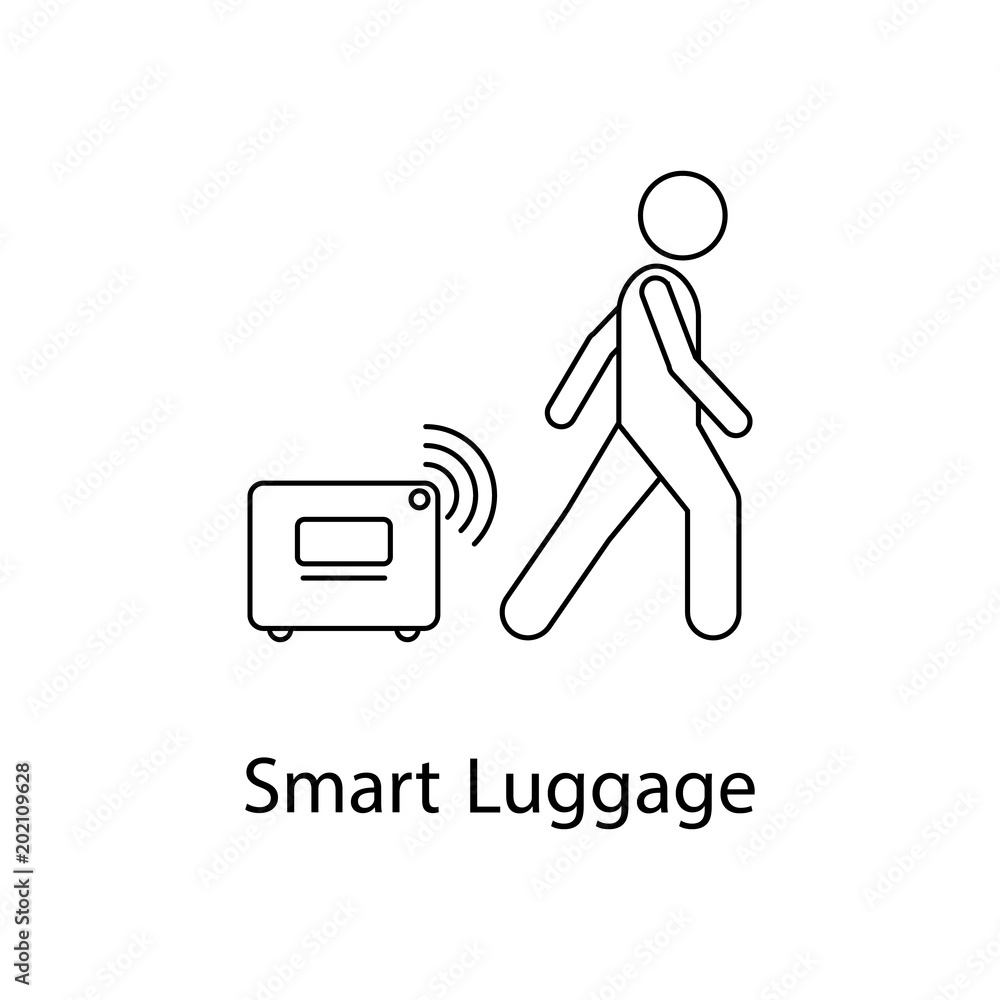Poster man with smart luggage illustration. element of a person carries for mobile concept and web apps. th