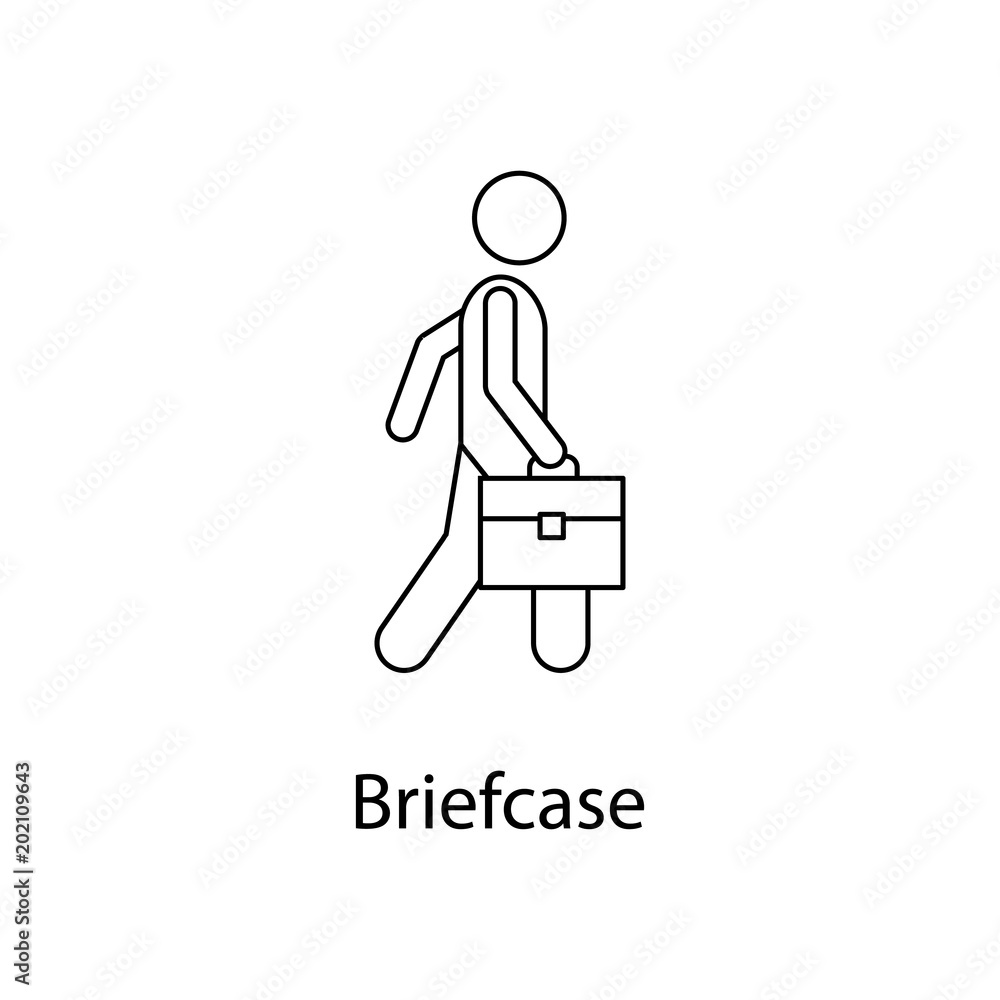 Poster man with brief case illustration. element of a person carries for mobile concept and web apps. thin 
