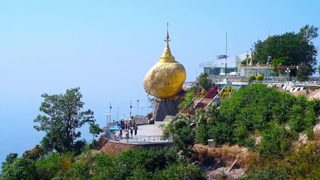 The outstanding Golden Rock Shrine on the Kyite Htee Yoe mountain's edge, Kyaiktiyo, Myanmar