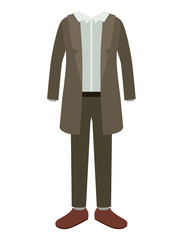 elegant clothes of old man with coat vector illustration design