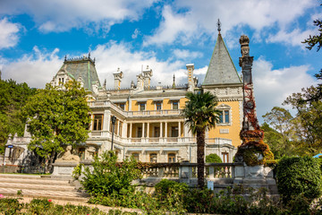 Naklejka premium MASSANDRA, CRIMEA - OCT. 2014: Massandra Palace and Park Complex (Massandrovskiy). Residence of Emperor Alexander III in Massandra, south coast of Crimea