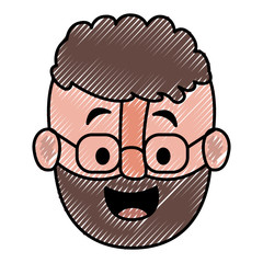 old man with glasses and beard head vector illustration design