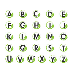 Fototapeta na wymiar Alphabet initial and leaf logo icon template