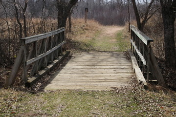 Footbridge in a nature center public park