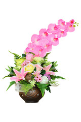 artificial orchid flower isolated on white background