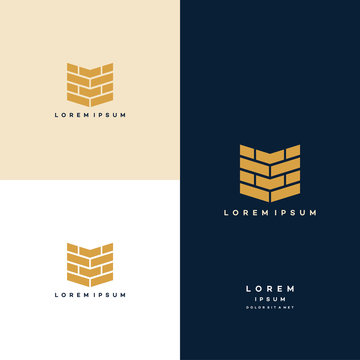 Modern Flat Brick logo, Brick Work simple modern logo template