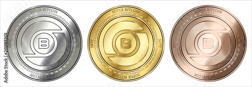 Super Bitcoin Sbtc Coin Set Stock Image And Royalty Free Vector - 