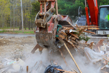 Fototapeta premium house decommissioning Buried house is broken brick, broken, building