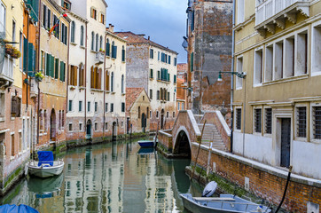 Typical Venice canal with gondola, Italy