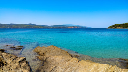 view of Skiatos island in Greece